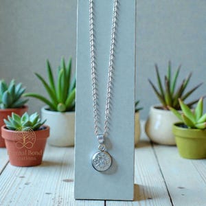 Personalized Memorial Round 10mm Necklace: Pet Ashes, Fur, Hair Keepsake Pendant