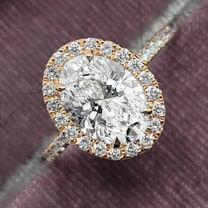 2 Ct Oval Cut Moissanite Wedding Ring Set, Moissanite Engagement Ring Set, Vintage Bridal Set, Art Deco Matching Bands, 14k/18k Gold Ring