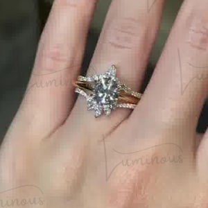 Round Engagement Ring in Bridal set Moissanite Engagement Rings Solitaire Moissanite Ring Gold Promise Ring anniversary ring gift for her
