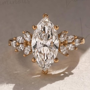 Marquise Anello di fidanzamento Anello da viaggio in oro Anello unico in argento Anello di promessa Anello di matrimonio Anello con diamante simulato Anello con diamante solitario Regalo per lei