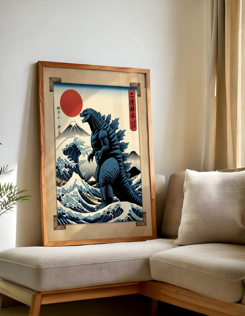Vintage Japanese Godzilla Poster | Kaiju Wall Art | Japanese Movie Print
Bring the mighty roar of Godzilla into your space with this vintage Japanese poster! Inspired by classic kaiju films and traditional Japanese art, this piece is perfect for collectors, movie lovers, and fans of retro style.