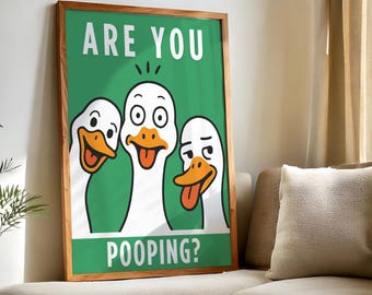 Funny Goose Bathroom Poster: Whimsical Kids' Wall Art