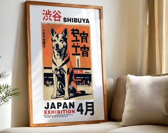 Hachiko Shibuya Print: Vintage Tokyo Japan Travel Poster