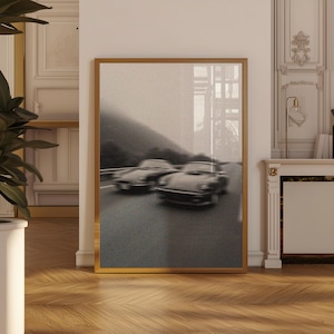 Wall art print of classic Porsche 911 race car, perfect for motorsport fans and retro car lovers, unique artwork for garages, man caves, or living rooms, racing fan gift, vintage car poster with nostalgic style, great for anniversaries or Christmas, elegant racing-themed decor for Porsche collectors.Vintage Racing Porsche Poster Print | Automotive poster | Vintage Car Racing Gift | Wall Art for Racing Fans | Porsche 911 Poster Gifts