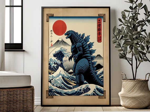 Vintage Japanese Godzilla Poster | Kaiju Wall Art | japanese posters godzilla | vintage godzilla poster | poster godzilla japanese art
