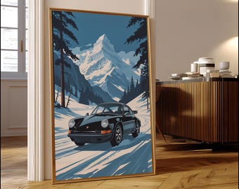 Vintage Porsche 911 Poster: Modern Car Wall Art