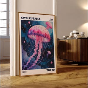Yayoi Kusama jellyfish poster | Japanese wall art print | Japanese poster | Japanese living room decor | jellyfish poster art jellyfish gift
This Yayoi Kusama jellyfish poster is a stunning addition to any Japanese-themed living room decor. The bright and intense colors of the giclée print will bring life to your walls, offering a unique and artistic vibe. Perfect for art lovers and those who appreciate Japanese culture. Ideal for special occasions, celebrations, and holidays.