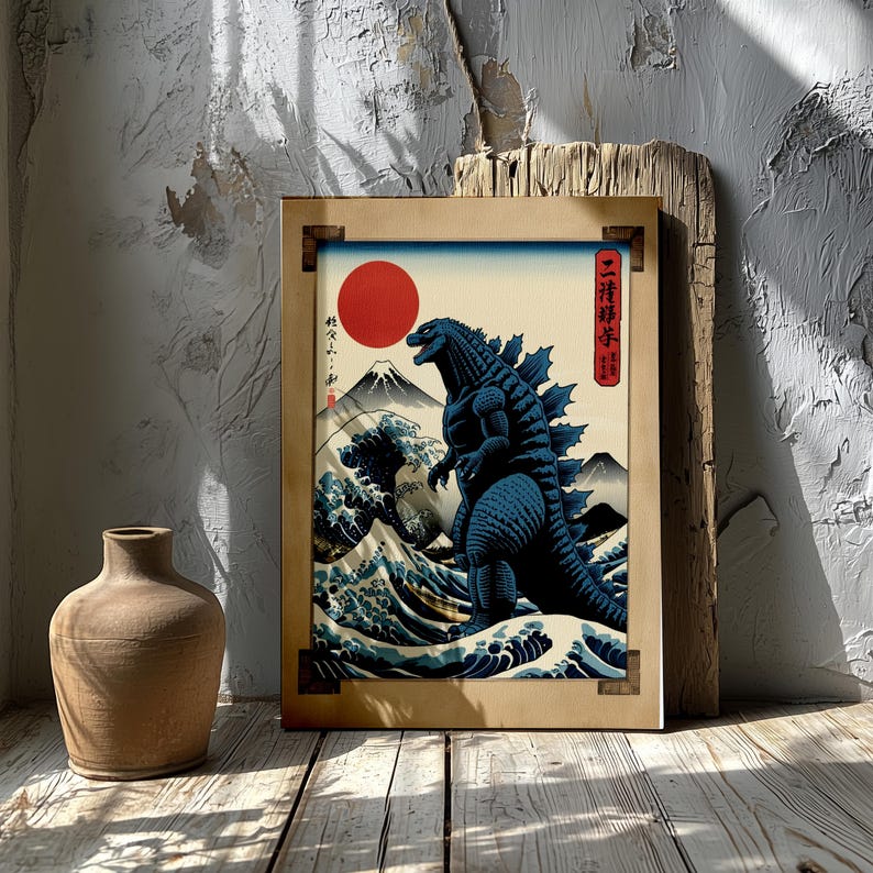 Vintage Japanese Godzilla Poster | Kaiju Wall Art | Japanese Movie Print
Bring the mighty roar of Godzilla into your space with this vintage Japanese poster! Inspired by classic kaiju films and traditional Japanese art, this piece is perfect for collectors, movie lovers, and fans of retro style.