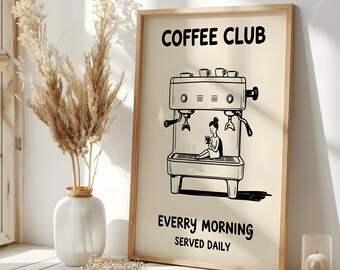 Retro Coffee Poster: Vintage Bar Cart Decor