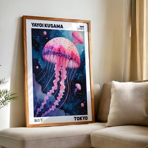 Yayoi Kusama jellyfish poster | Japanese wall art print | Japanese poster | Japanese living room decor | jellyfish poster art jellyfish gift
This Yayoi Kusama jellyfish poster is a stunning addition to any Japanese-themed living room decor. The bright and intense colors of the giclée print will bring life to your walls, offering a unique and artistic vibe. Perfect for art lovers and those who appreciate Japanese culture. Ideal for special occasions, celebrations, and holidays.