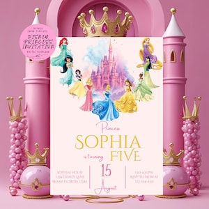 Princess Birthday Invitation | Editable Digital Download | Pink Princess Party Invite for Girls