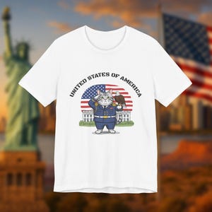 Maglietta divertente patriottica degli Stati Uniti / Maglietta con aquila calva americana in stile cartone animato / Maglietta da uomo per il 4 luglio / Maglietta grafica degli Stati Uniti in regalo
