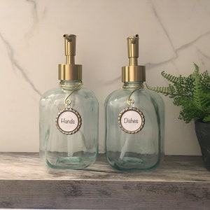 GOLD Crimped Tags - Hands | Dishes | Soap Dispenser Tags - Soap Dispenser Labels - Tags - Hands and Dishes Tags
