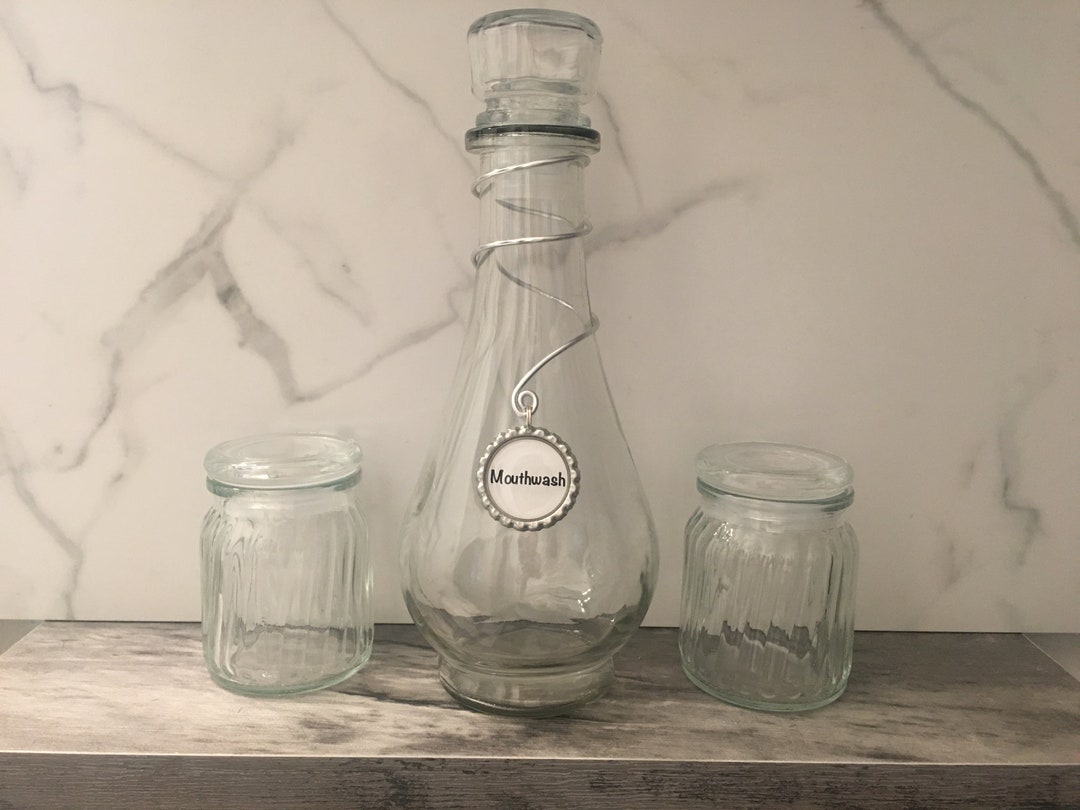 Mouthwash Set 2 Rinse Glasses Mouthwash Glass Decanter Etsy