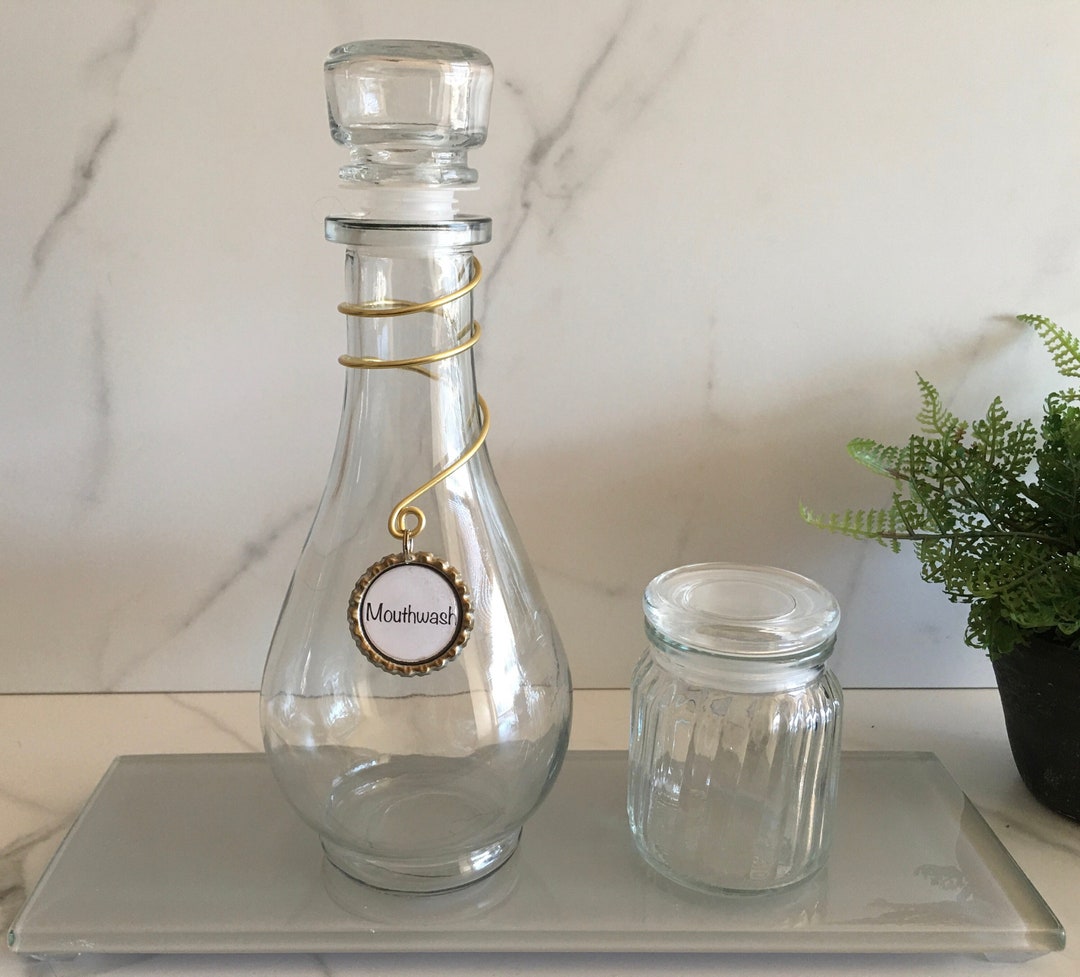 Mouthwash Set Decanter Rinse Glass Gold Tag Zero Waste Etsy