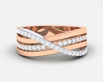 Sterling Silver White and Rose Gold Plated Two Tone Silver Ring – Women’s Jewelry