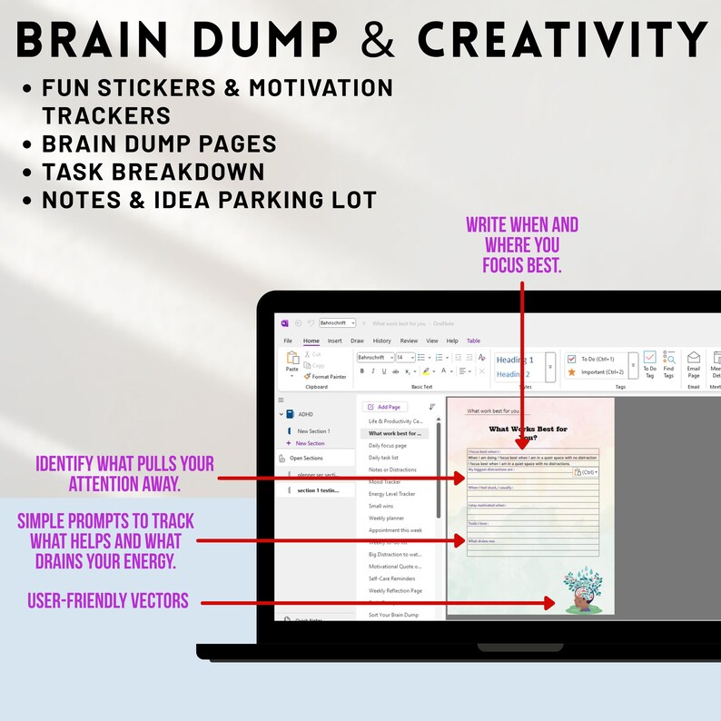 Onenote Planner – Editable Daily Routine Onenote Template for ADHD ...