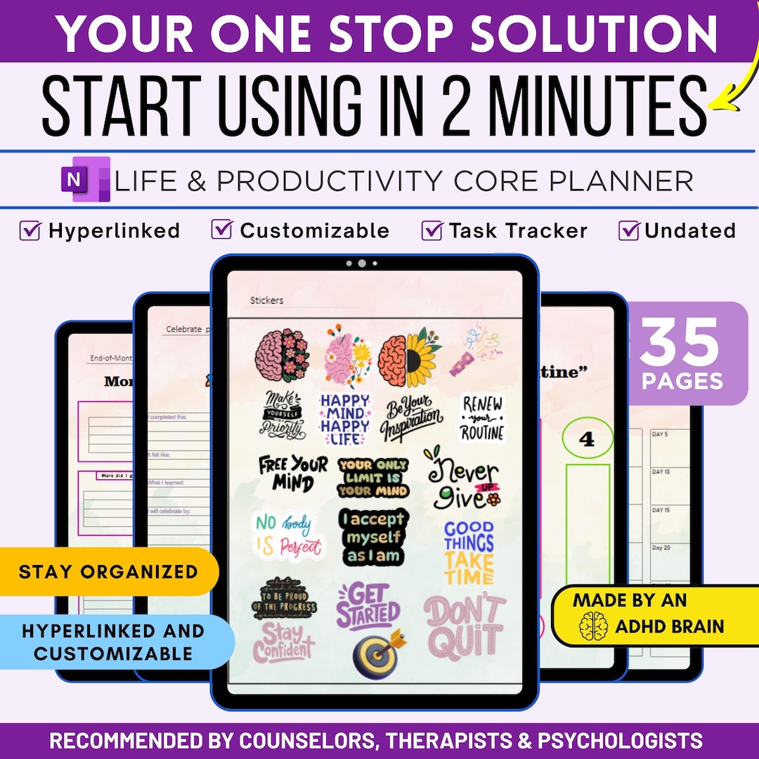 Visual Daily Planner Onenote Onenote Planner – Editable Daily Routine Onenote Template for ADHD ...