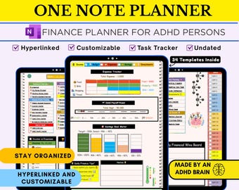 OneNote Template ADHD Planner | Budget Planner, Weekly Budget, Expense Tracker,Bill Tracker,Debt Tracker,Cash Stuffing,Sinking Funds Tracker