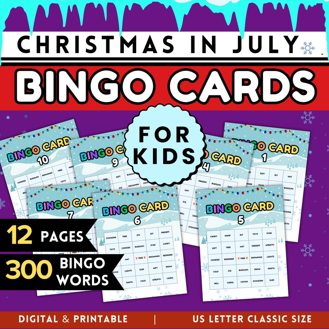 Christmas in July Bingo Cards: Kids Party Game (PDF Downloadable ...