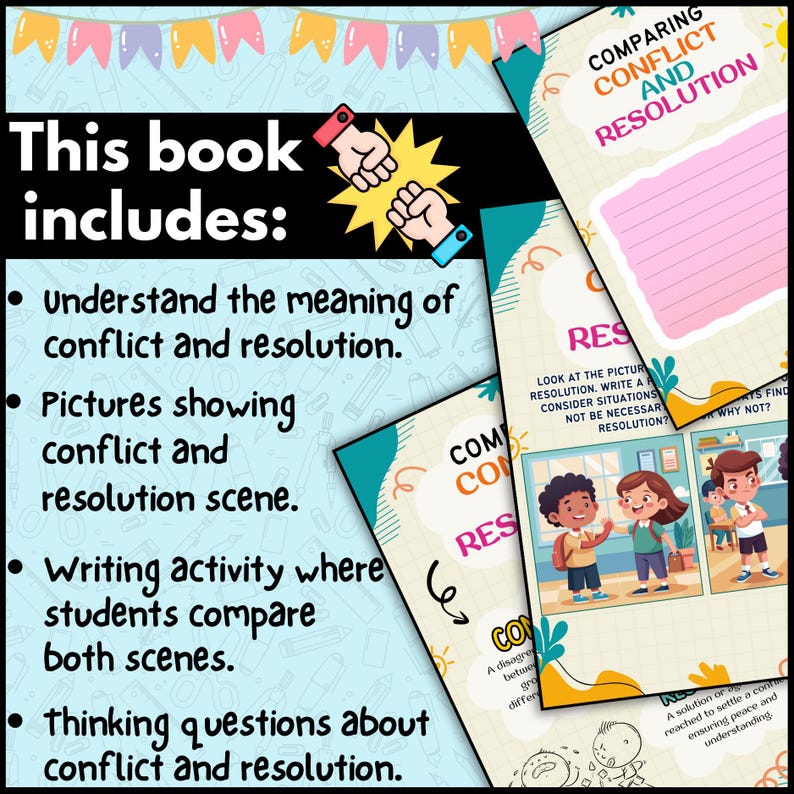 Conflict Resolution Worksheet Printable - SEL Writing Activity ...