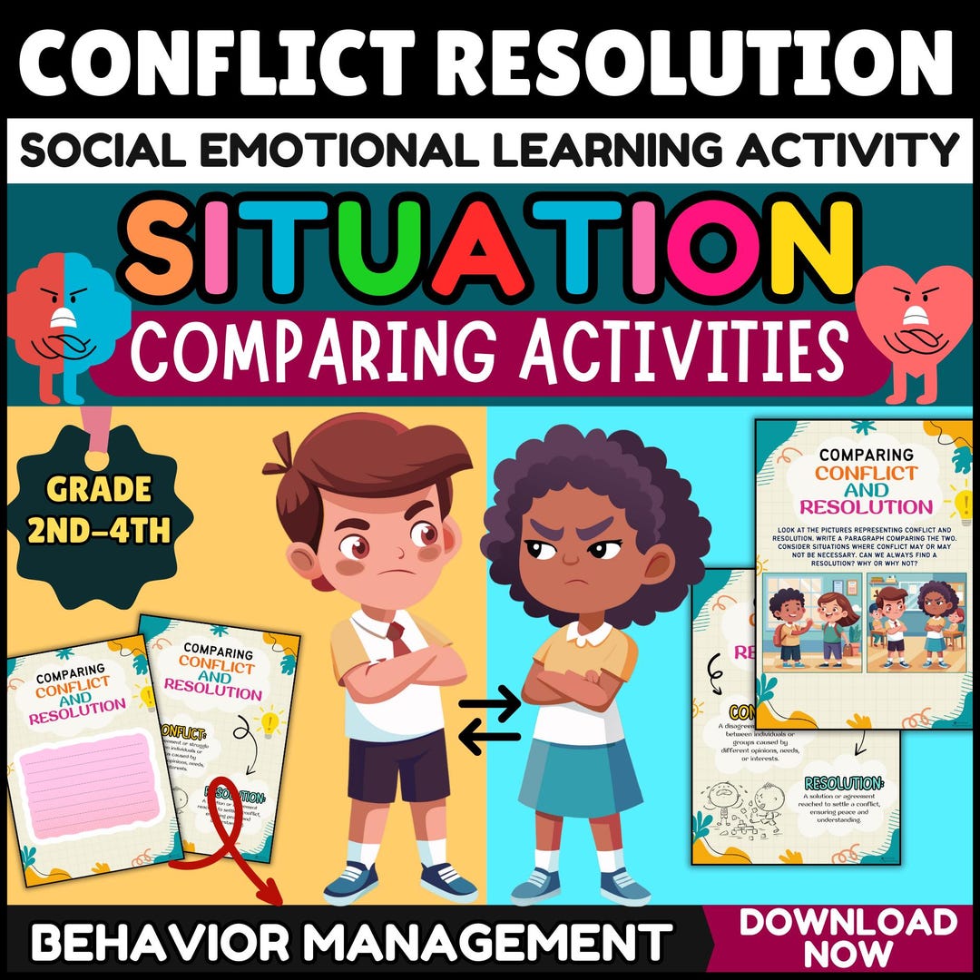 Conflict Resolution Worksheet Printable - SEL Writing Activity ...