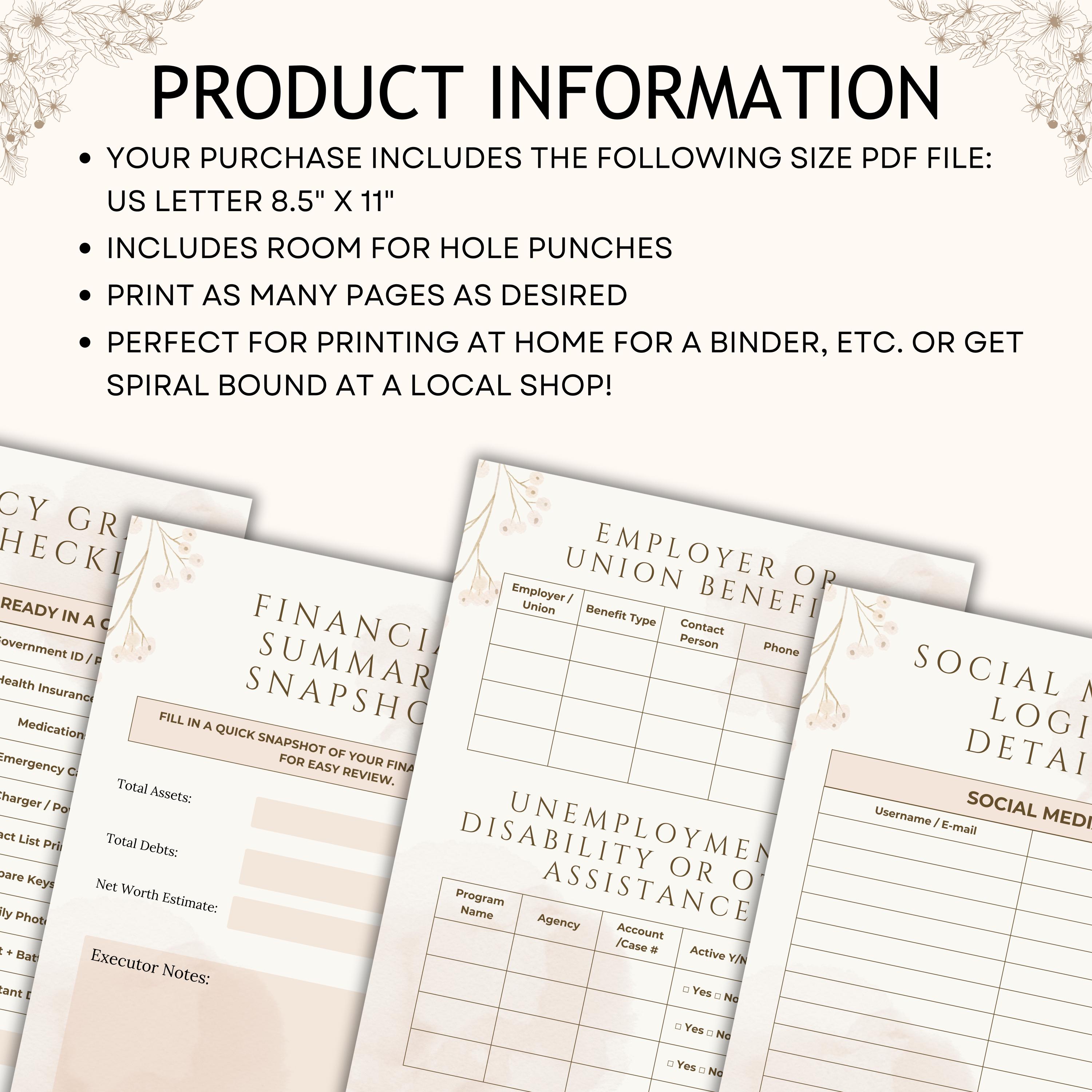 End of Life Planner Printable Death Binder Legacy Planner