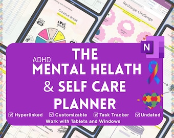 OneNote Planner – Editable Selfcare Routine OneNote Template for ADHD Persons – Hyperlinked Daily, Weekly, Monthly OneNote Digital Planner