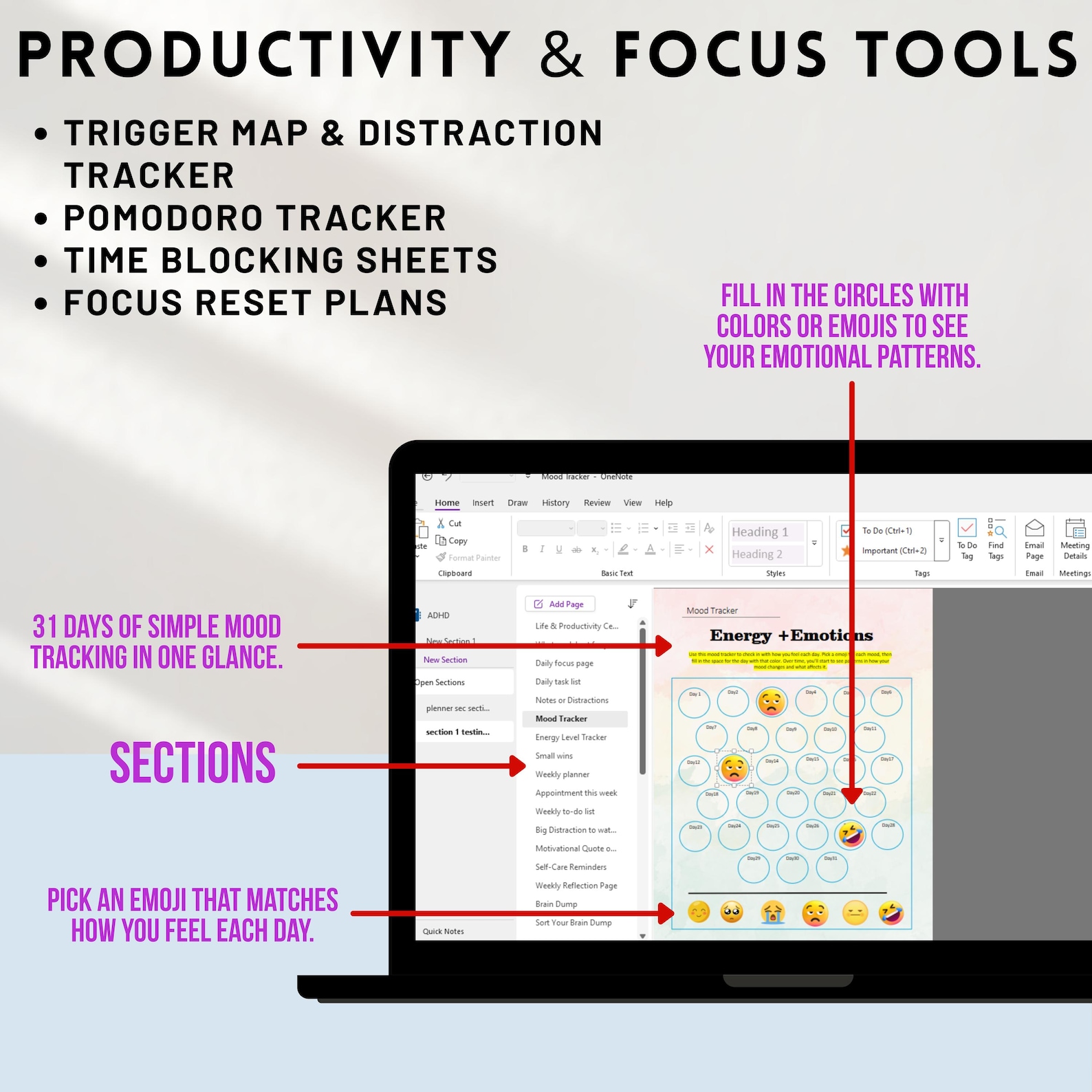 Onenote Planner – Editable Daily Routine Onenote Template for ADHD ...