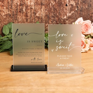 Love is Sweet Sign/Modern Minimalist Wedding Sign/Dessert Table Sign/Please Take a Treat Favor Sign/Wedding Favor Sign/Wedding Favor Sign
