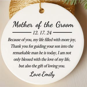 Mother of the Bride Gift from the Bride, Wedding Day Gift for Mom, Mother of the Bride Photo Ornament, Mother of the Bride Gift