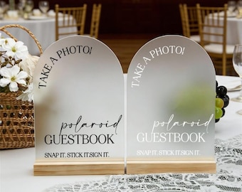 Arch Guest Book Sign, Photo Guestbook Sign, Polaroid Wedding Sign, Guestbook Acrylic Sign, Snap It Shake It Sign It,Table Sign,Wedding Decor