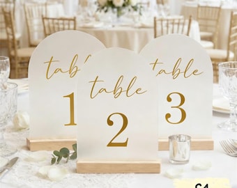 Numeri per tavoli di matrimonio, numeri per tavoli ad arco in acrilico satinato, numeri per tavoli in legno, decorazioni personalizzate per matrimoni ad arco, numeri per tavoli ad arco, numeri per tavoli