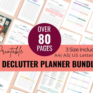 ADHD Friendly Declutter Planner Bundle Printable Canva Weekly, Monthly, Yearly Cleaning Schedule Template
