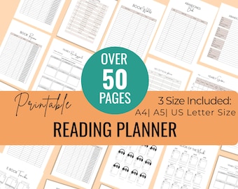 Lese-Planer-Tagebuch für organisierte Leser Lesegewohnheit-Buch-Tracker Lese-Challenge & Buchkritik-Seiten Sofort-Download