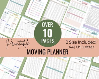 Umzug Checkliste Druckbare bearbeitbare Canva Vorlage Raum für Raum Checkliste dienstprogramme Planer Digitaler Download PDF