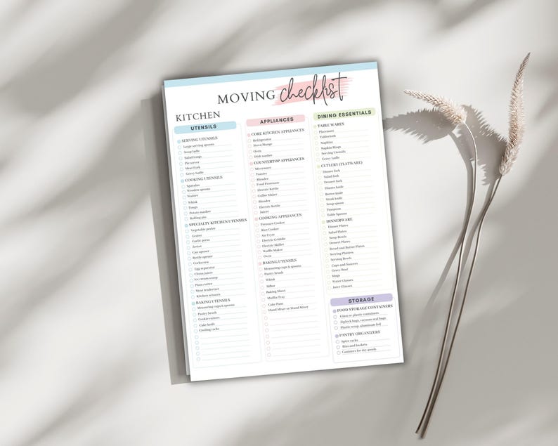 Moving House Checklist Printable Editable Canva Template Room by Room ...