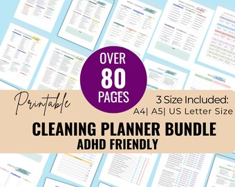 Putz-Planer Bundle ADHS-freundlich Canva Template Home Organisation Wöchentlicher Gründlicher Reinigungs-Planer Checkliste