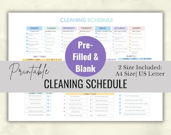 Putzplan Planer Printable | Home Reinigung Checkliste, wöchentliche monatliche Jahresübersicht, Instant Download