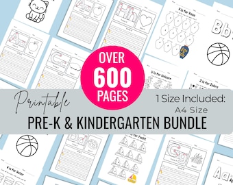 Pre K Kindergarten Arbeitsblätter für Kinder Homeschool Lernpaket mit 600+ Seiten Phonetik Mathe druckbare Aktivitäten für die Frühpädagogik