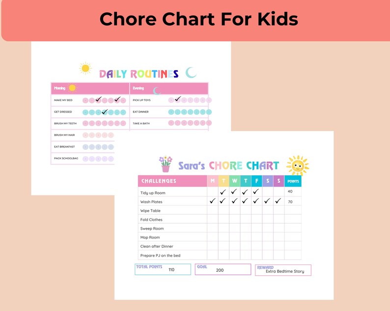 ADHD Friendly Declutter Planner Bundle Printable Canva Weekly, Monthly, Yearly Cleaning Schedule Template