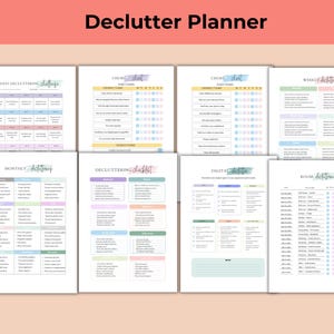 ADHD Friendly Declutter Planner Bundle Printable Canva Weekly, Monthly, Yearly Cleaning Schedule Template