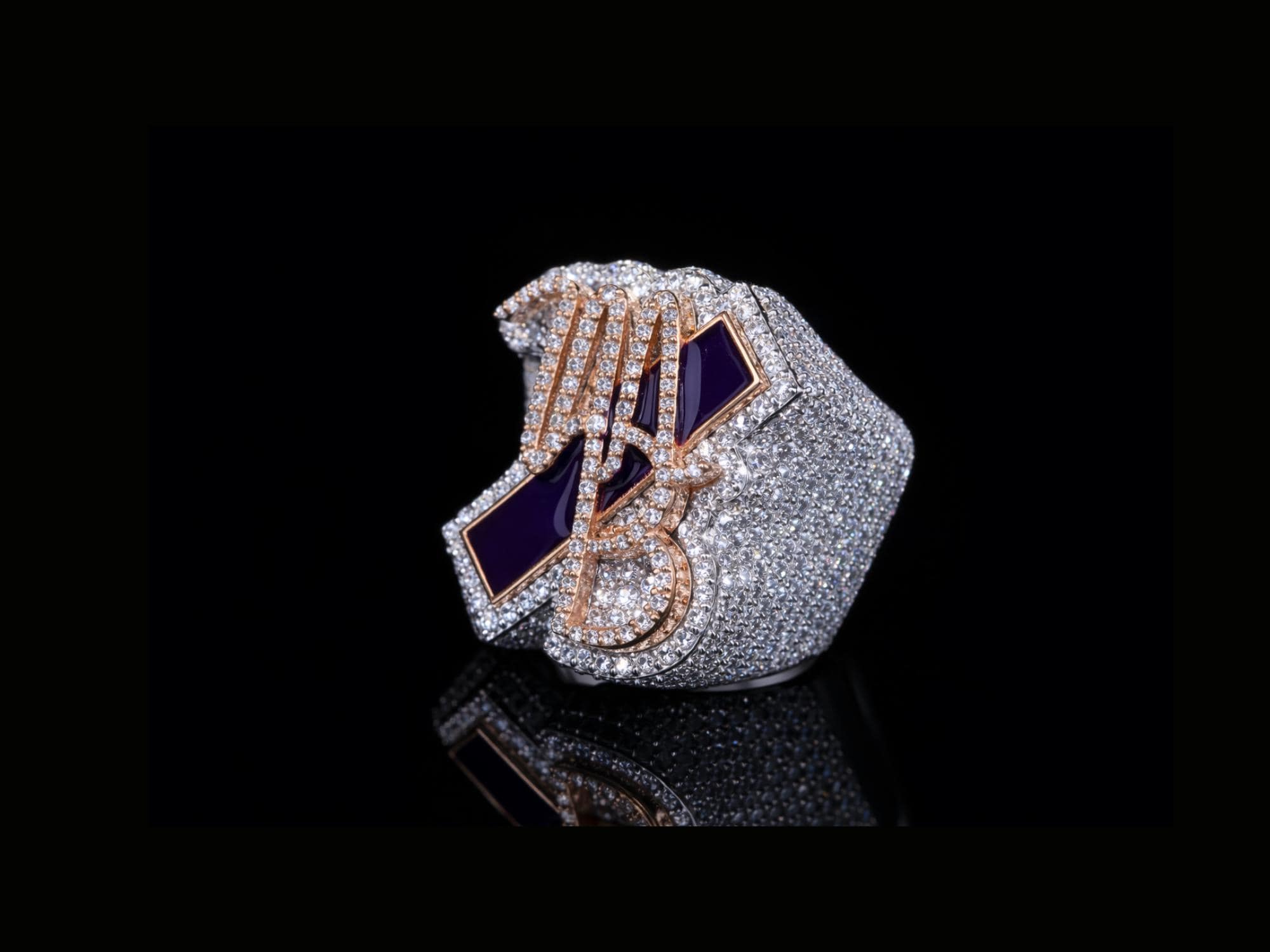 Purple Iced Rings Fully Iced Custom Statement Ring With Purple Stones, Moissanite Diamond ...