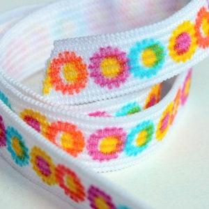 1/2'' Wide Flowered Elastic, Sold by 10 Yards at a Time, Lightweight Spring Time Hair Ties, Sewing Notions image 1