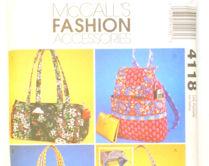 Mccalls Fashion Accessory Pattern 4118 Tote Bag Duffel Bag Etsy