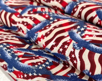 Stars and Stripes 100% Cotton Quilting Fabric, Flags & Eagles Print, Quilts of Valor Project