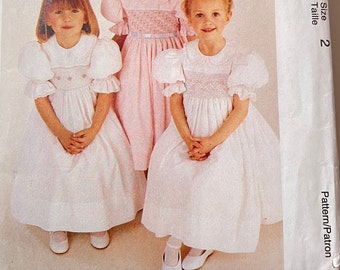 Vintage McCall's Pattern 7698 - Children's Size 2 Special Occasion Dress with Smocking Detail, Perfect Gift for DIY Sewing Enthusiasts