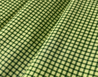 Quilting Fabric by the Yard, Light Green Checked Premium Quilting Cotton, Classic Cottons 2006