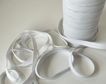 1/2" White Knitted Elastic, 2 Yards Soft Stretchy Narrow Band, Sewing Notions, Craft Supplies