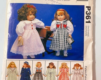 Vintage McCall's P361 Doll Clothing Pattern, Uncut 1997 Dress & Robe Set, DIY 18" Doll Outfits, Doll Collector's Gift